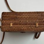 Wicker Case Purse Mini Crossbody Convertible Leather Strap Rattan Picnic Chest Brown Photo 5