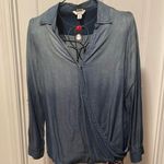 Old Navy 👀👀👀BOGOHO 👀👀👀Cato Ombre Blue Denim Wrap Blouse with Notched Collar—NWOT Photo 0