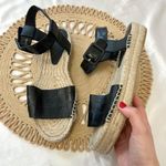 Vince  Edina Black Croc Embossed Black Leather Espadrille Sandal Platform Edie 11 Photo 1