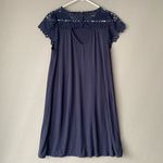 Loft sz M lace sleeve shift navy mini dress Photo 5