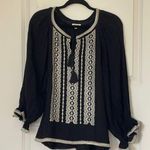 World Market Boho Black Embroidered Gauzy Popover Top S/M Size undefined Photo 0