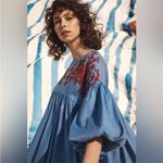 Hemant and Nandita  Anthropologie Lianna blue floral embroidered blouse Photo 1