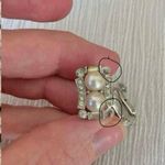 Vendome Pearl Rhinestone Earrings Vintage Elegant Classic Style Minimal Pearlcore Silver Photo 4