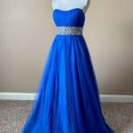 BLUSH BY ALEXIA | Blue Strapless Rhinestone Embellished Ball Down Sz 10 Photo 1