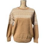 Melrose and Market  Isle Fair Orange & White Crewneck Sweater size Large Photo 3