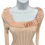 Prominence Women's Pink Ribbed Knit Square Neck Ruffled Long Sleeve Sweater L Size L Photo 2