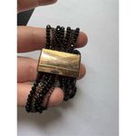 90's Vintage Womens Chunky Dark Beaded Gold Clasp Cuff Bracelet Y2K Edgy Preppy Photo 2
