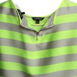 EXPRESS NWOT  Women’s Neon Green Grey Striped Neck Top w/ Zipper Back Size L Photo 1