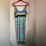 Soma  Soft Multicolor Tropical Floral Stripe Print Surplice Max Dress XL Photo 8