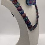 Vintage Cleopatra Purple Beaded Pendant Necklace & Circular Earrings Set Photo 3