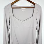 Babaton Contour Lange Bodysuit Longsleeve Sweetheart Bodysuit Light Grey Size L Photo 8