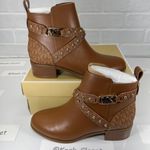 Michael Kors Luggage Multi Kincaid Ankle Boot Leather Studded Logo Photo 0