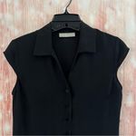 Kate Hill  Black Sleeveless Silk Button Front Blouse Photo 4
