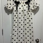 Heart print sleepwear night gown dress White Photo 2