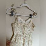 Vintage 70s Candi Jones Ditsy Floral Sun Maxi Dress Sz XXS Strappy Ties Yellow‎ Yellow Photo 6