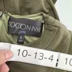 Toccin NY Dress Womens 8 Olive Green Short Sleeve Zip Front Fitted Sheath Career Photo 4