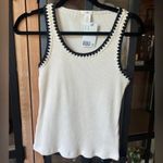 H&M crochet ribbed tank top cream scoop neck embroidered sleeveless beige Photo 0