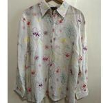 Women's Carole Little White Embroidered Linen Button Down Petite XL Photo 0