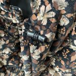 Vintage 70s Cottagecore Quilted Band Collar Jacket Brown Velveteen Floral S Photo 2