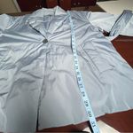 ZARA  Padded Blazer Style Jacket with Belt Dusty Blue Quilted Puffer Coat Size XL Photo 7