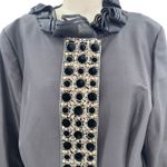 Escada Jacket Blazer Beaded Embellished Satin Peplum Ruffle Size 46 US 16 Black Photo 3