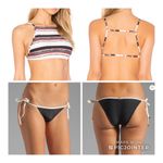 ViX Thai Mary Stripe High Neck Bikini Top L NWOT Malindi Tie Bottoms M Black Size undefined Photo 2