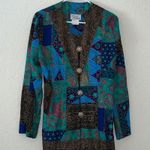 Vintage blazer womens size 10 unique colorful detailed blazer lady carol of ny Blue Photo 2