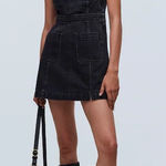 Madewell Denim Cap-Sleeve Mini Dress in Tarrybrook Wash Black V-Neck NWT Size 4 Photo 0