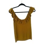 Madewell Womens Wakeford Ruffle Sweater Ribbed Tank Top Mustard Yellow Wool XL Photo 3