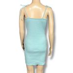Wild Fable  Womens Knit Slip Dress Mini Ribbed Tie Shoulder Bodycon Blue Medium Photo 3