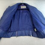 Vtg 90s L Large Leather Moto Jacket Blue Cropped Rockabilly Edgy Grunge Baddie Photo 5