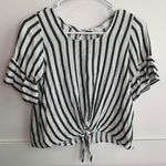 potter's pot  White & Black Striped Short Sleeve Blouse Photo 0