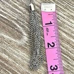 Long silver tone and pink bead tassel pendant necklace Photo 9