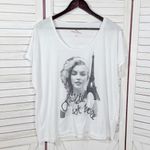 Marilyn Monroe La Vie Est Belle Eiffele Tower Slouchy T Shirt White Small Photo 6