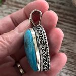 Handmade Natural Genuine Turquoise Heart Silver Pendant#41 Photo 3