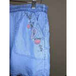 Knox Rose Chambray Embroidered Shorts Womens Size L Drawstring Boho Multicolor Photo 2