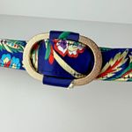 Women's Floral Satin Embroidered Belt Gold Oval Buckle Boho Vintage Style 35" Photo 4