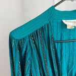VTG Argenti 100% Silk Beaded Dress Teal Green Long Sleeve sz 10 Mob Wife Luxury Photo 5