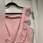 VERO MODA  Size L Soft Pink Cotton Gauze Open Back Ruffle Sleeve Tank Top Photo 8