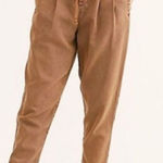 Free People Margate Paper Bag Pleated High Rise Brown Ankle Trousers Size Small Photo 0