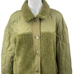 Madewell  Women's Green Faux Sherpa Long Sleeve Quilted Hybrid Jacket Size L Photo 3