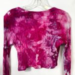 Aerie  Medium‎ Crop Top Handmade Tie Dye Long Sleeve Hot Pink Knit Preppy 1025 Photo 7