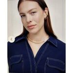 Madewell Womens $118 Contrast Stitch Popover Shirt Indigo Size M NT773 Photo 1