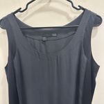Eileen Fisher  Gray Black Silk Georgette Satin Sleeveless Shift Dress Small Luxe Photo 4
