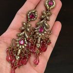 Indian Tikka Brass & Ruby Magenta Chandelier Earrings Pink Photo 6