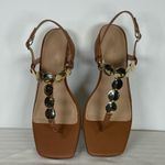 Marc Fisher New!  ‘Caylie’ Brown Sandal Coin-Chain T-Strap Women’s Size 9.5M Photo 2