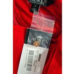 NWT Lauren Ralph Lauren 100% Polyester Cherry Red Blouse Zip Back Tie Neck Sz 12 Photo 3