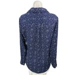Mossimo Women's Navy White Button Down Collar Long Sleeve Shirt Blouse Top Sz M Blue Size M Photo 1
