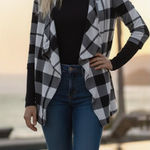 New York Laundry  Black and White Plaid Cardigan Photo 0