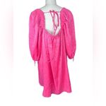 Free People  Mara Shimmer Puff Sleeves Dress Hot Pink - size small Photo 6